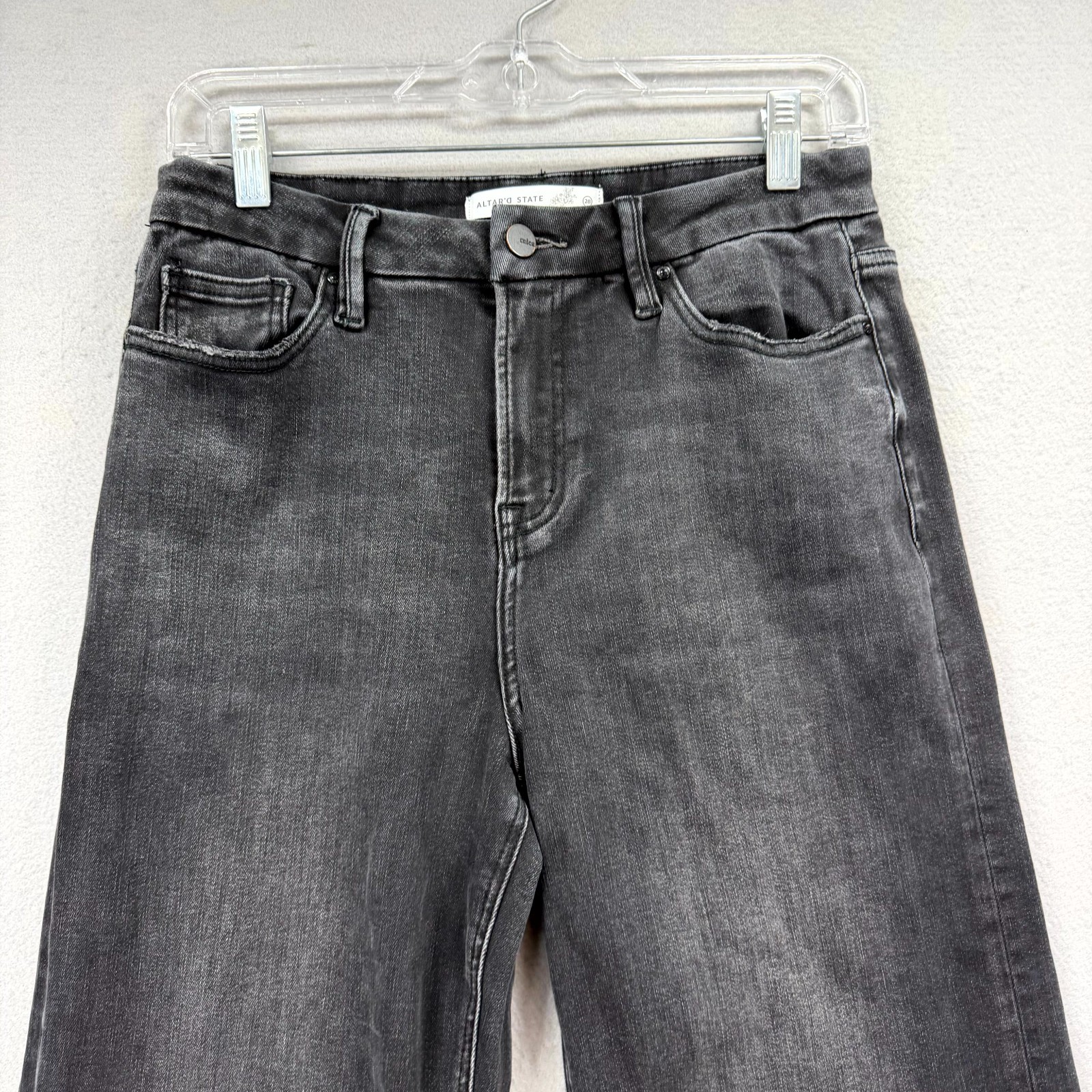 Altar’d State Jeans Womens 28 Dark Gray Denim Pants Wide Baggy Frayed Raw Hem