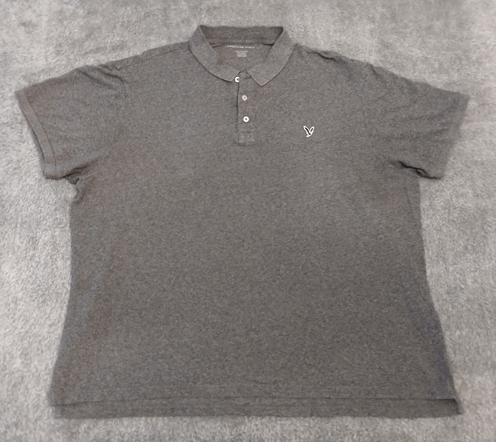 American Eagle Men’s 3XL Standard Fit 100% Cotton Short Sleeve Polo Shirt Gray