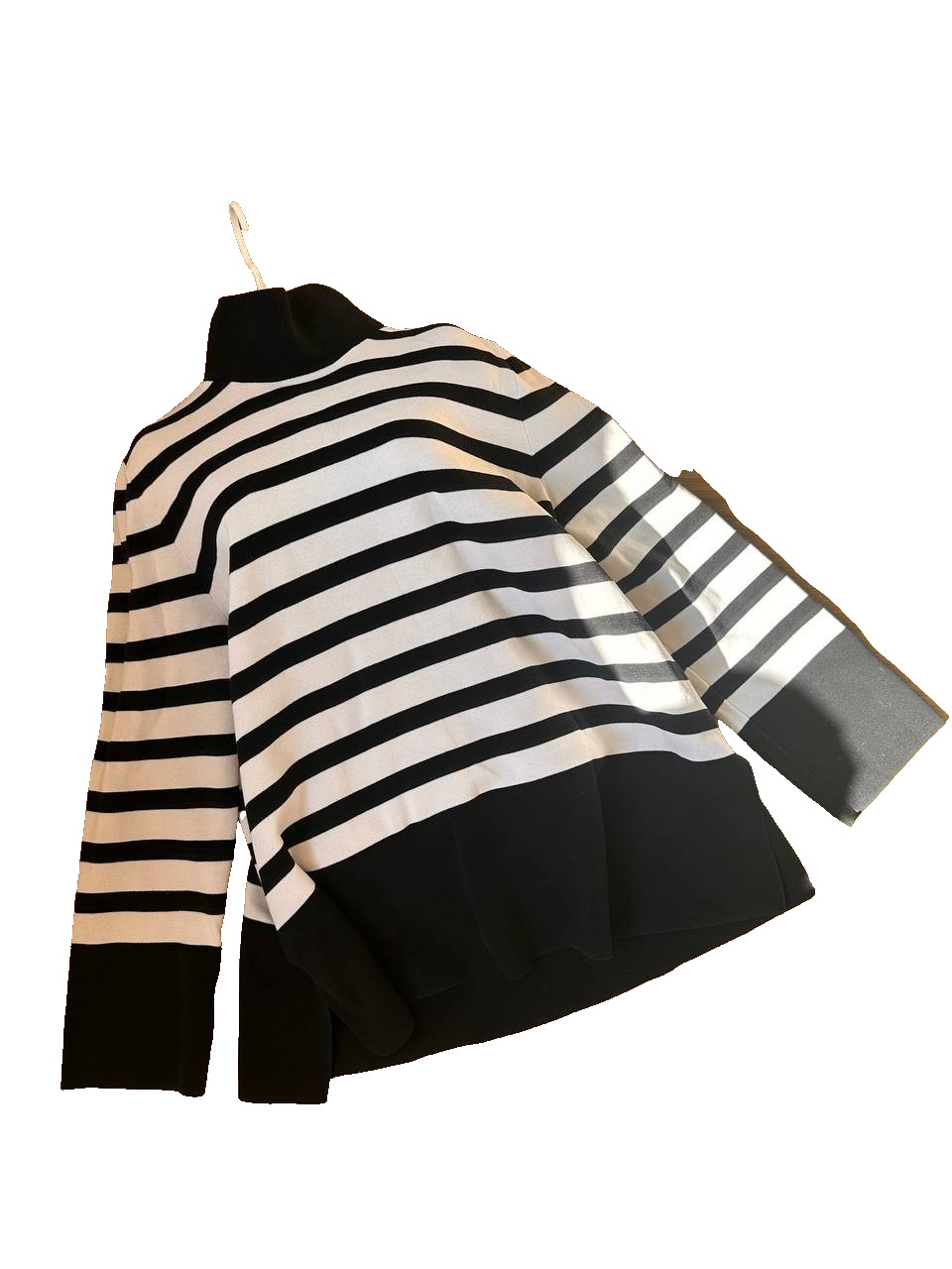 COS Striped High Neck Cotton Knit Jumper Sweater Black White Roll Neck Top