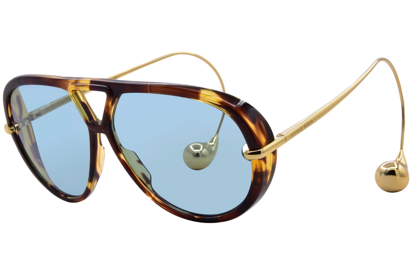 Bottega Veneta BV1273S 007 Sunglasses Havana/Gold/Green Lens Earring Style 63mm