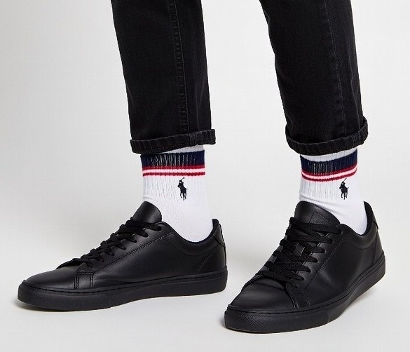 POLO RALPH LAUREN RL | Mens White Low Cut Quarter Socks | Size UK 6-11 EU 40-46