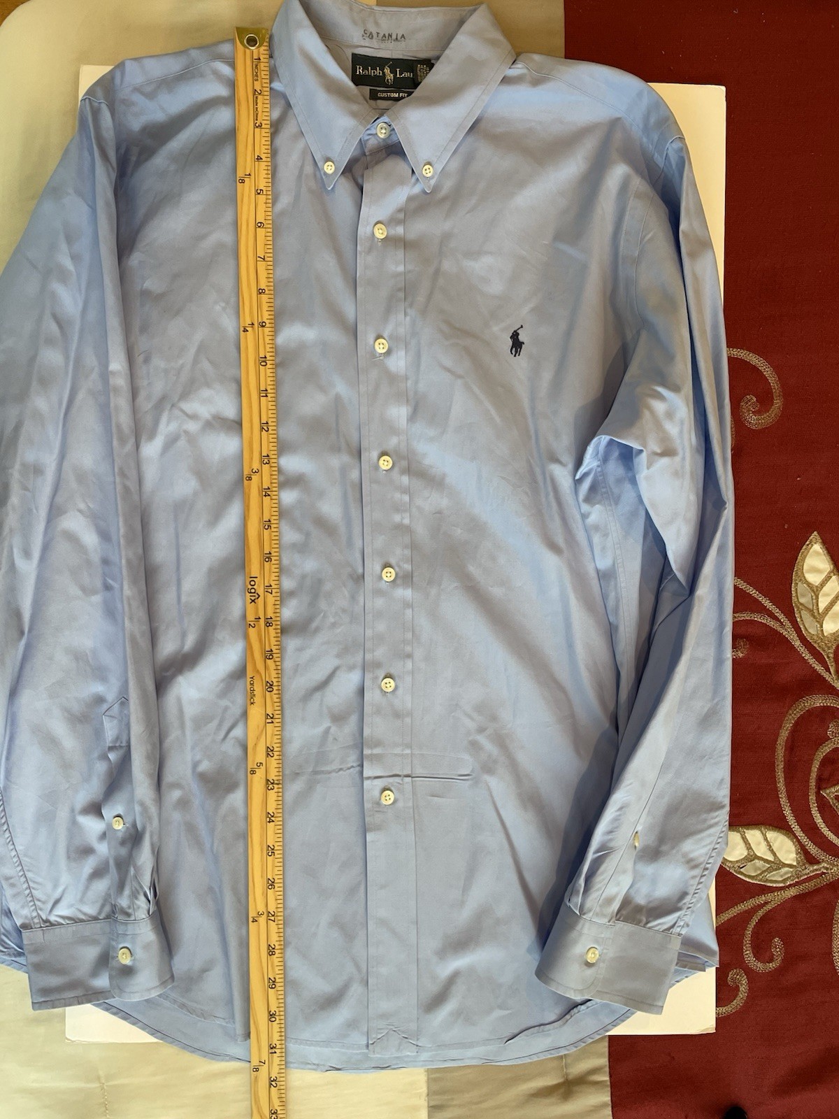 Polo Ralph Lauren Shirt Men’s XL Custom Fit Long Sleeve Blue Cotton Pony