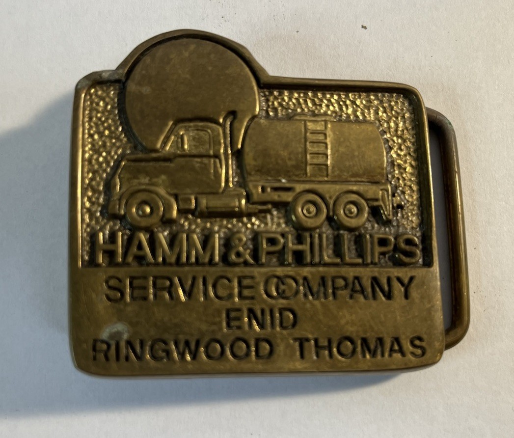 Hamm & Phillips Service Company Enid Ringwood Thomas Brass Belt Buckle USA Made