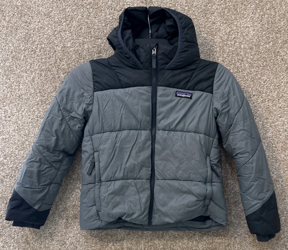 Patagonia Kids’ Size XS 5-6 Gray Synthetic Puffer Hoody Jacket Full Zip 68065
