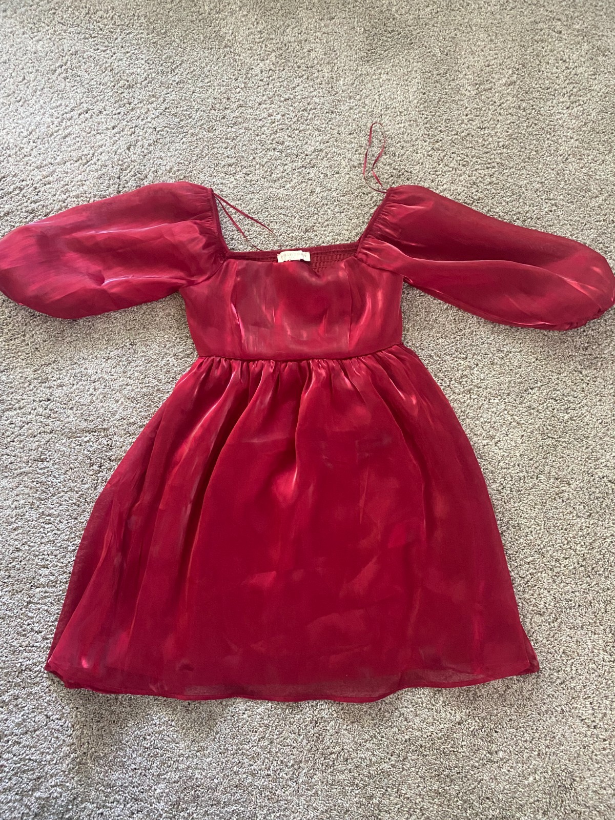 Thirty Thirty LA Women’s Red Shinny Sheer Chiffon Mini Party Dress – Size Small