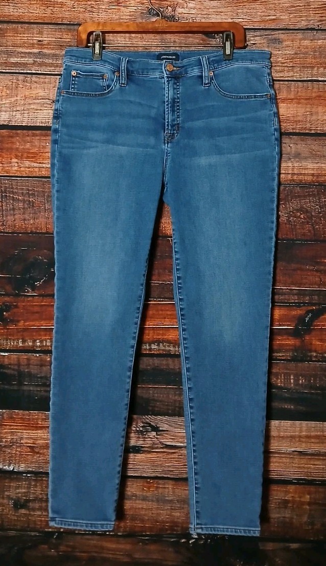 J Crew Jeans Size 32 14 Toothpick High Rise Skinny Ankle Blue Denim Stretch
