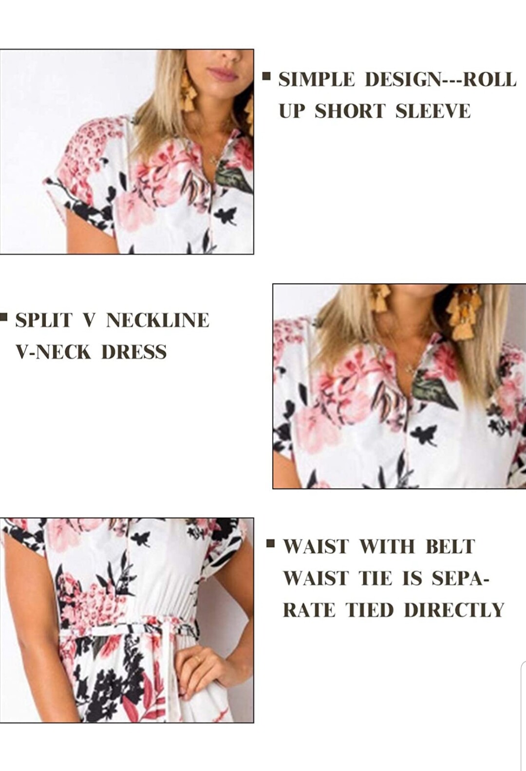 Women’s Casual Floral/Geometric Pattern Short Sleeve Spring-Summer Dress w/ Belt