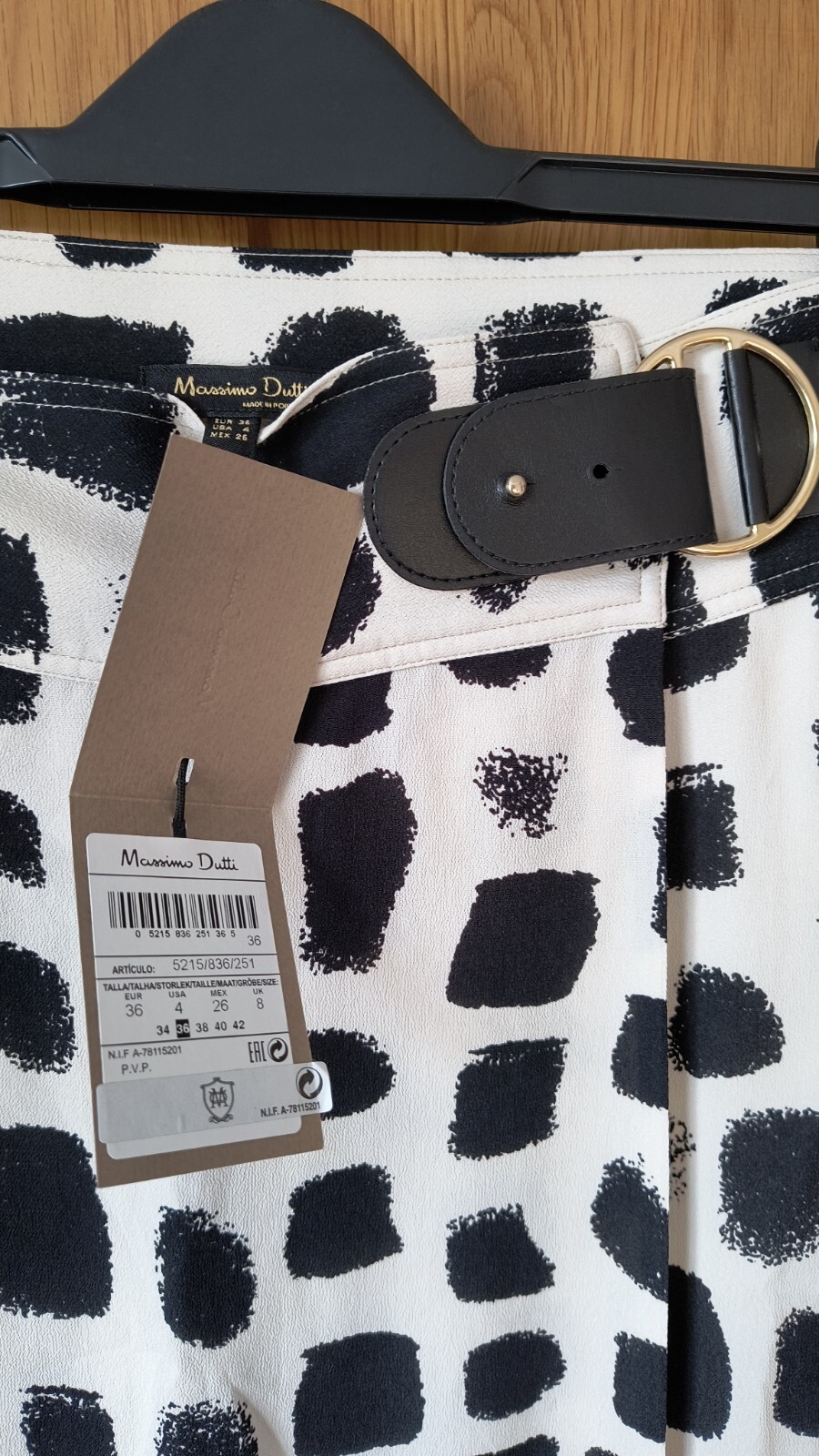 NEW MASSIMO DUTTI TWO TONE PRINT WRAP SKIRT, ROYAL, UK8/ EU36/ US4