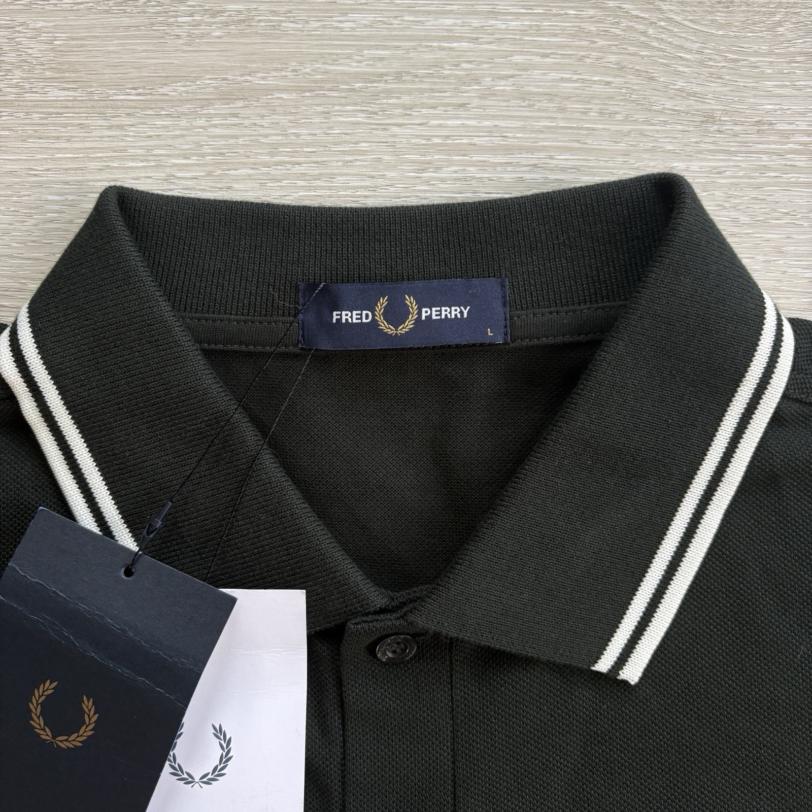BNWT Fred Perry M3600 Short Sleeve Twin Tipped Polo Shirt Night Green Size Large