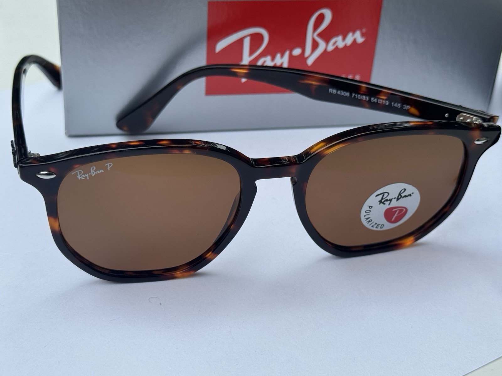 NEW Ray-Ban RB4306 710/83 Polished Light Havana/ Polarized Brown Sunglasses 54mm
