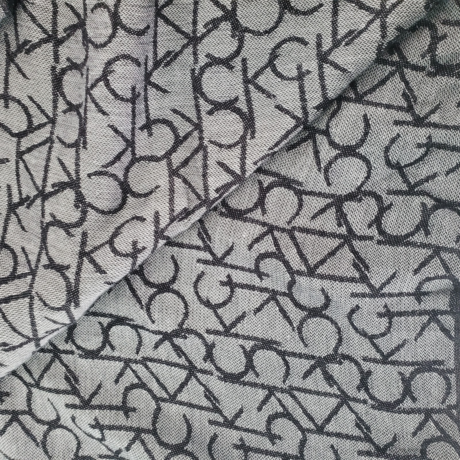 Calvin Klein Gray White Pink Logo Scarf Fringe Viscose NWT