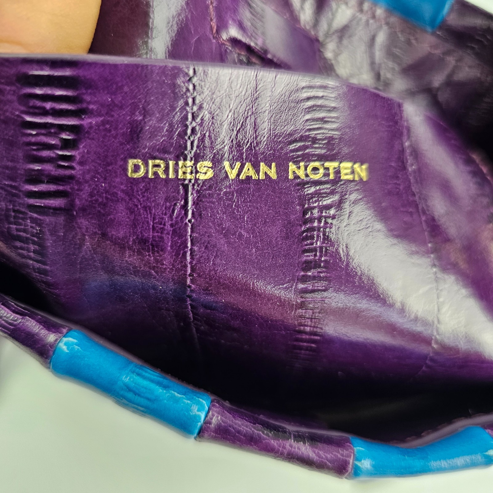 DRIES VAN NOTEN Striped Blue Top Handle Bag New & Authentic