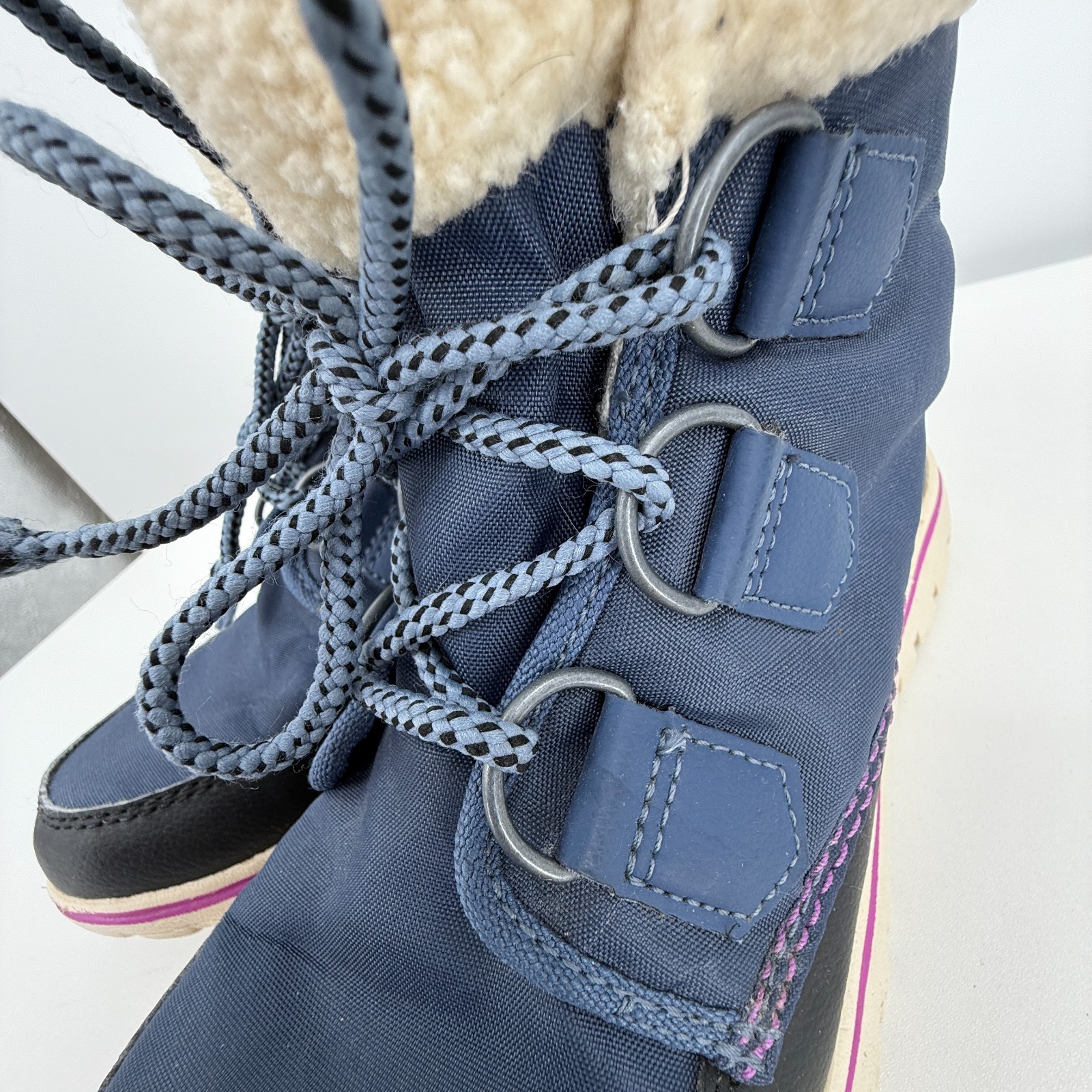 Sorel Winter Ankle Boots Womens 7.5 Cozy Carnival Nylon Snow Waterproof Navy