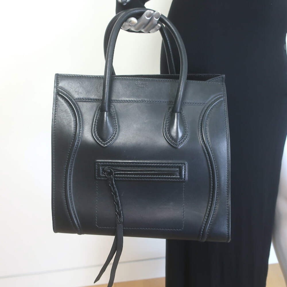 Celine Medium Phantom Luggage Tote Black Calfskin Leather