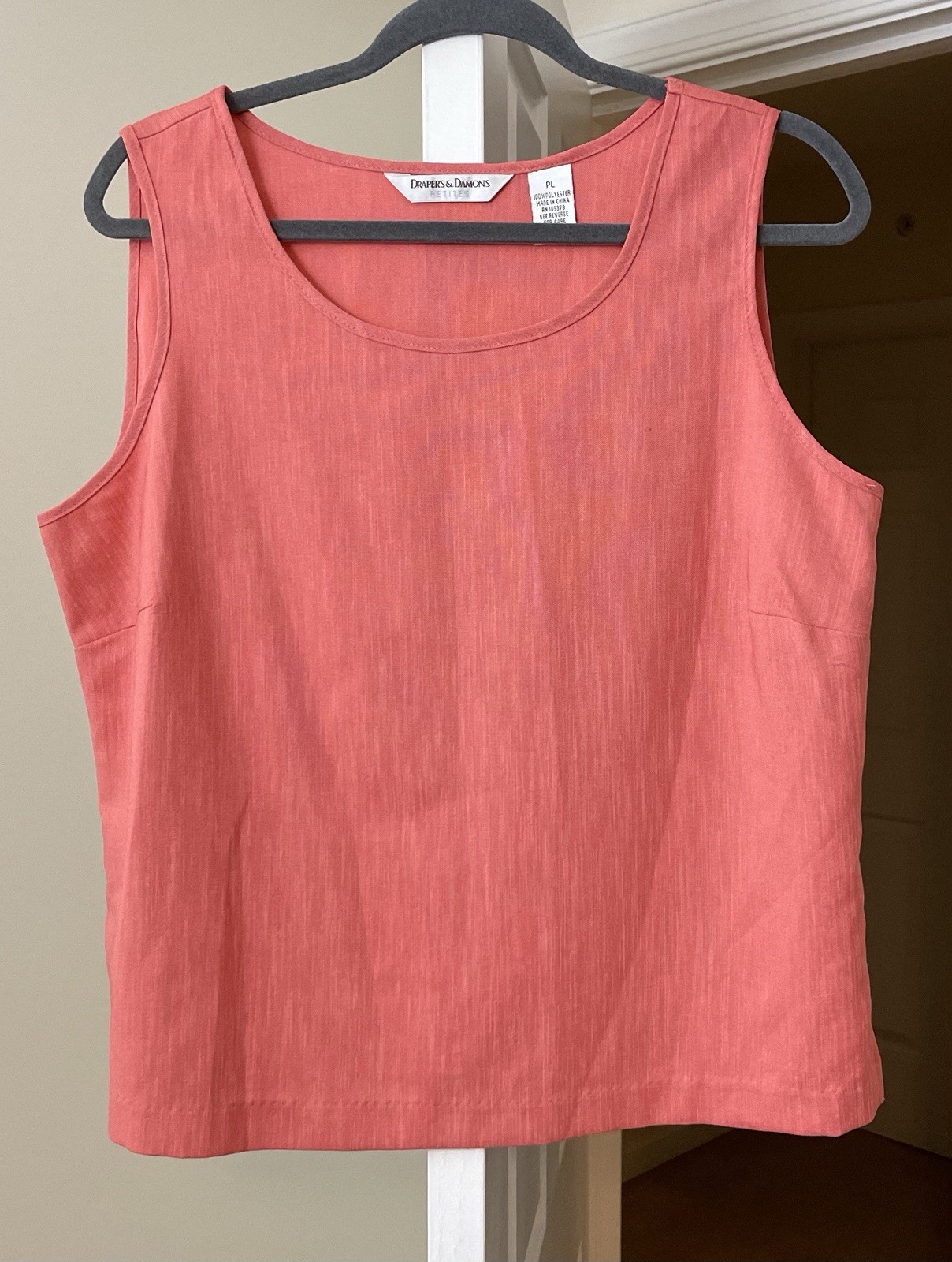 Draper’s & Damon’s Top Sunset Coral Tank Coastal Bohemian Women’s PL Large