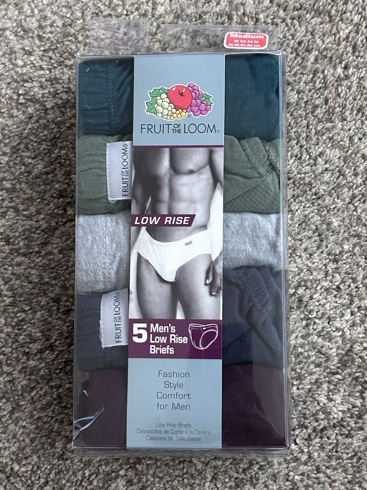 New Vintage Fruit of the Loom Men’s 5 Pack Low Rise Briefs Underwear Medium