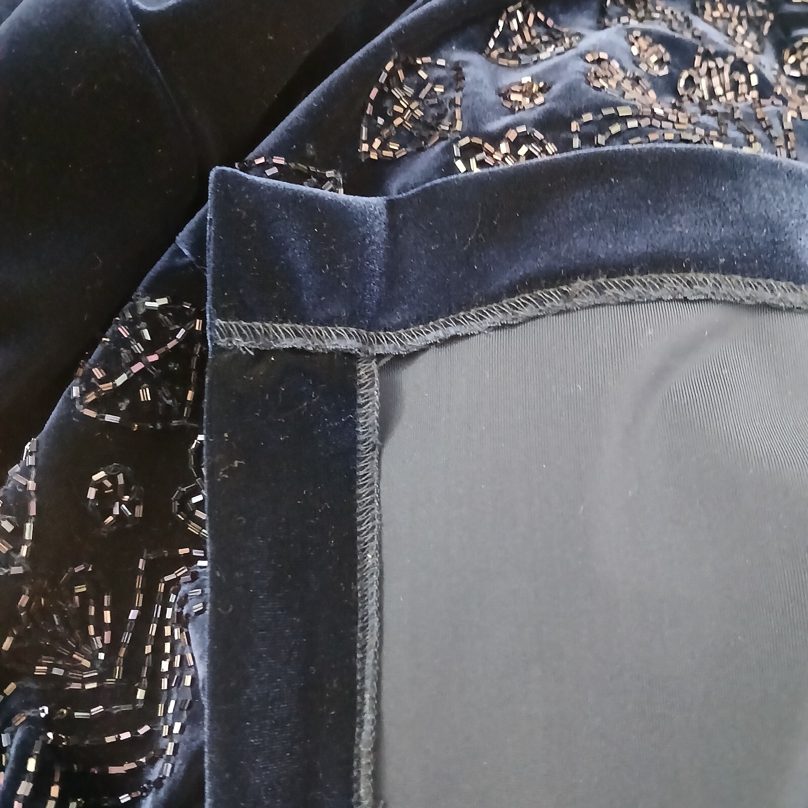 VTG BLUE VELVET BEADED COCKTAIL DRESS – HOLIDAY EVENING WEAR