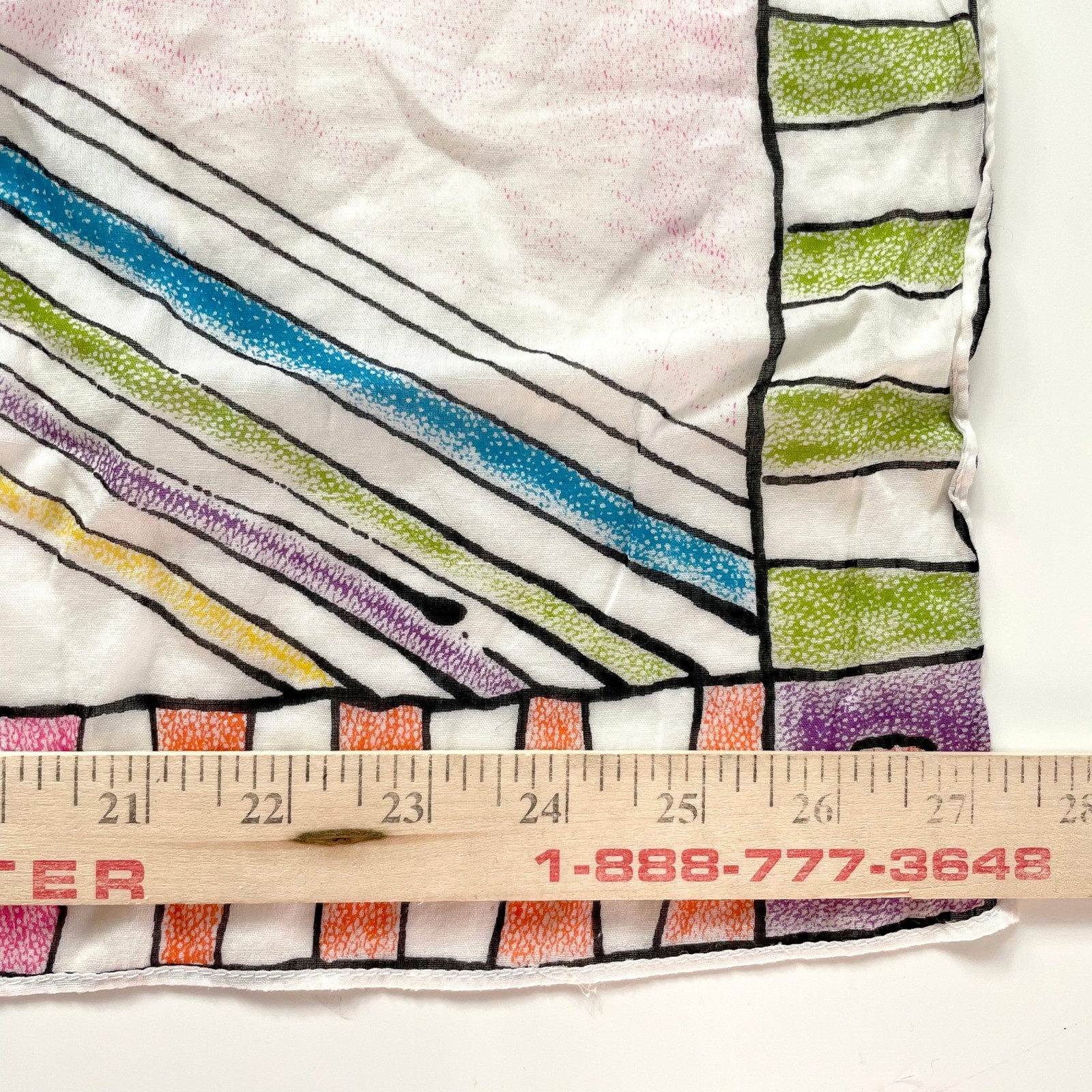 Vintage 80s Abstract Art Print Square Scarf Geometric Maximalist Dopamine Artsy