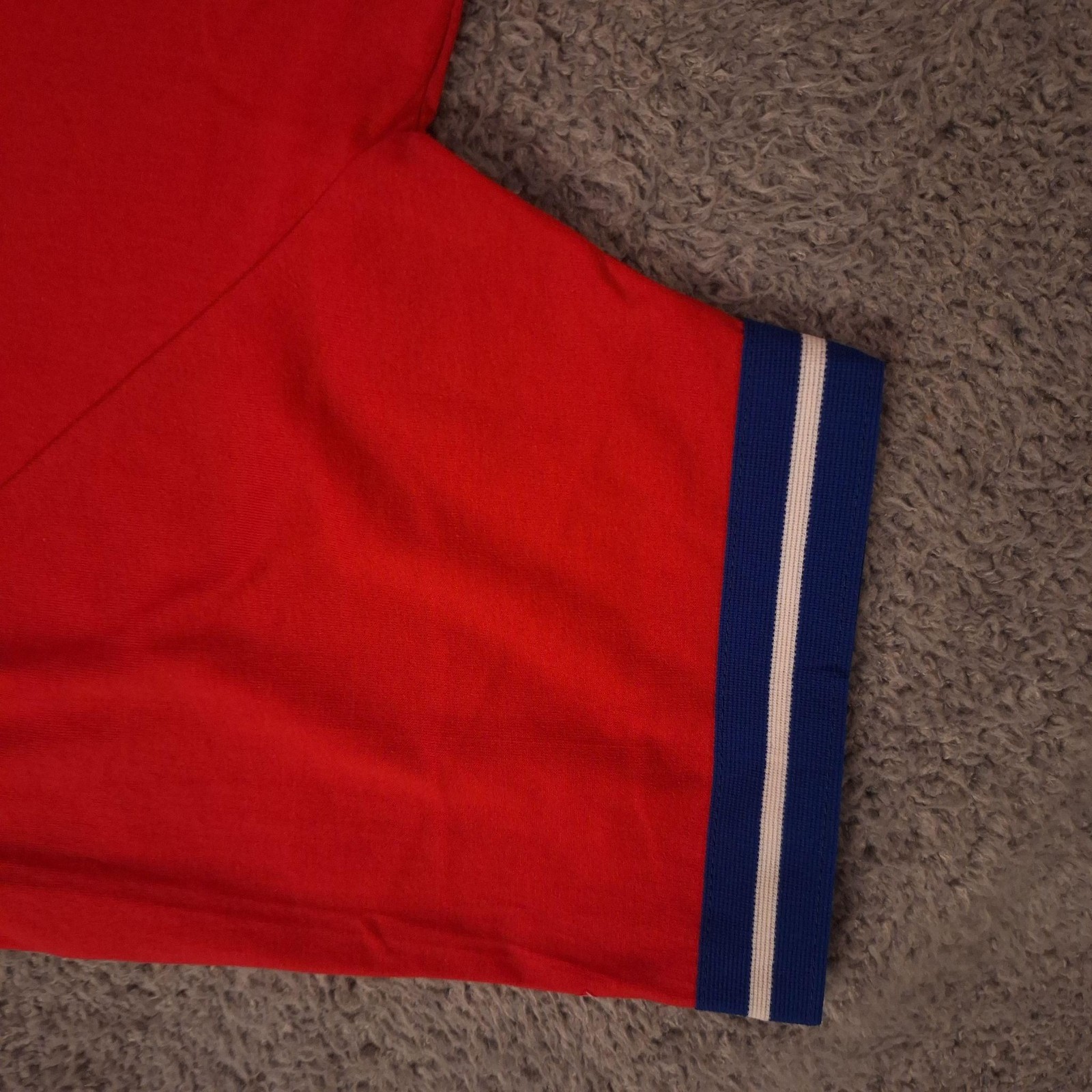 80s Rawlings Shirt Mens Large Red Ringer V Neck Raglan Short Sleeve Baseball