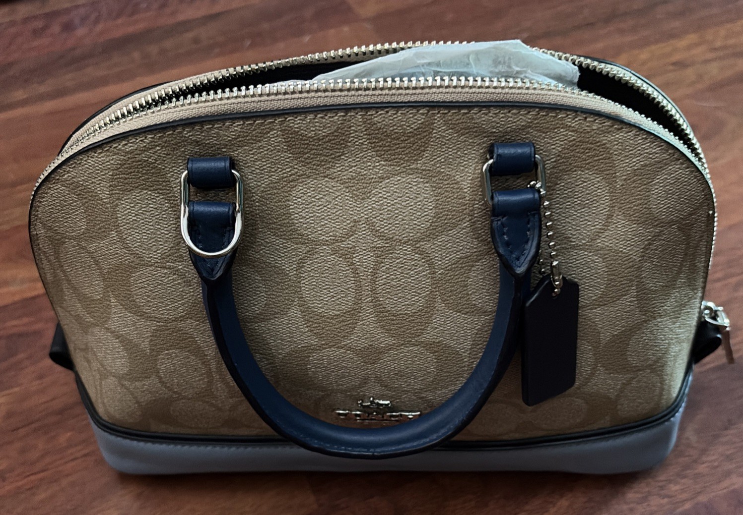 NWT Coach – Mini- Khaki / Blue – Signature Sierra Satchel