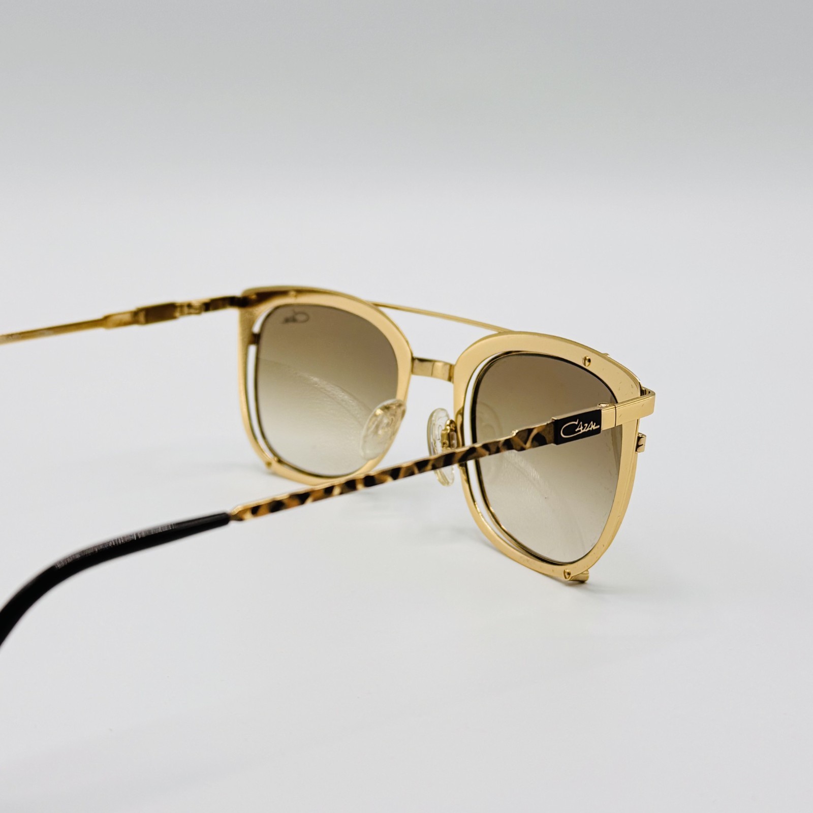 Cazal Sunglasses 9077 002 Gold Leopard Print Frame Brown Gradient Lens 50mm NEW