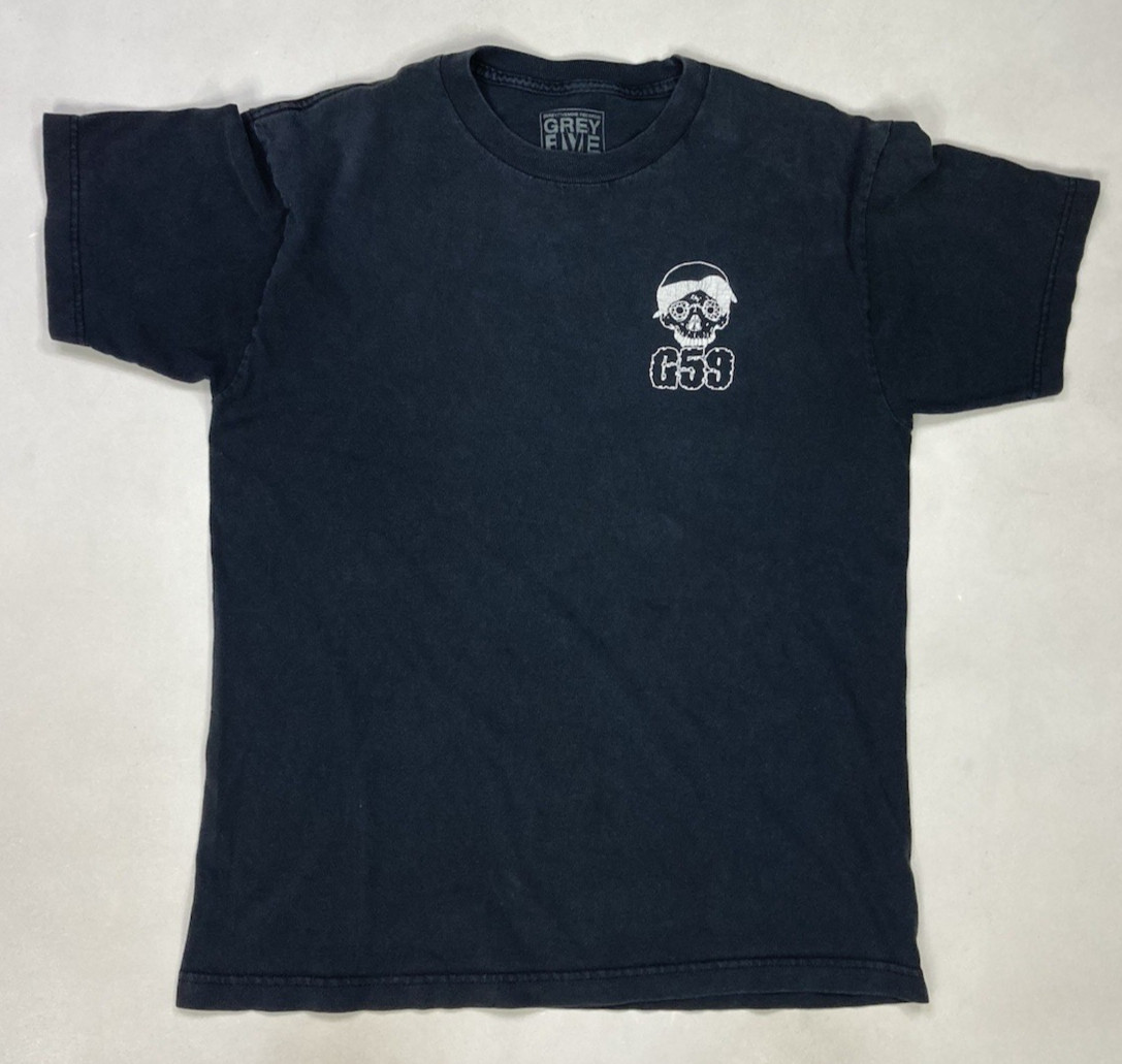 G59 Records Grey Five Nine Skull Graphic T-shirt Men Medium Black Music