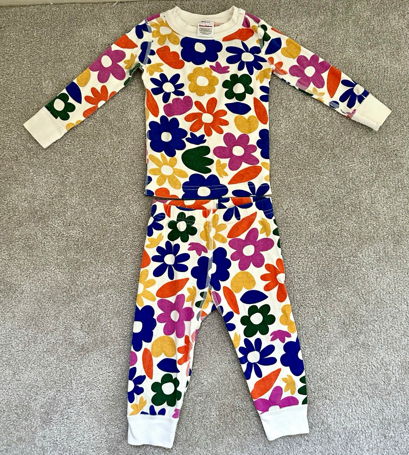 Hanna Andersson 2T Organic Cotton Floral Flower Snug Fit 2-Piece Pajama Set