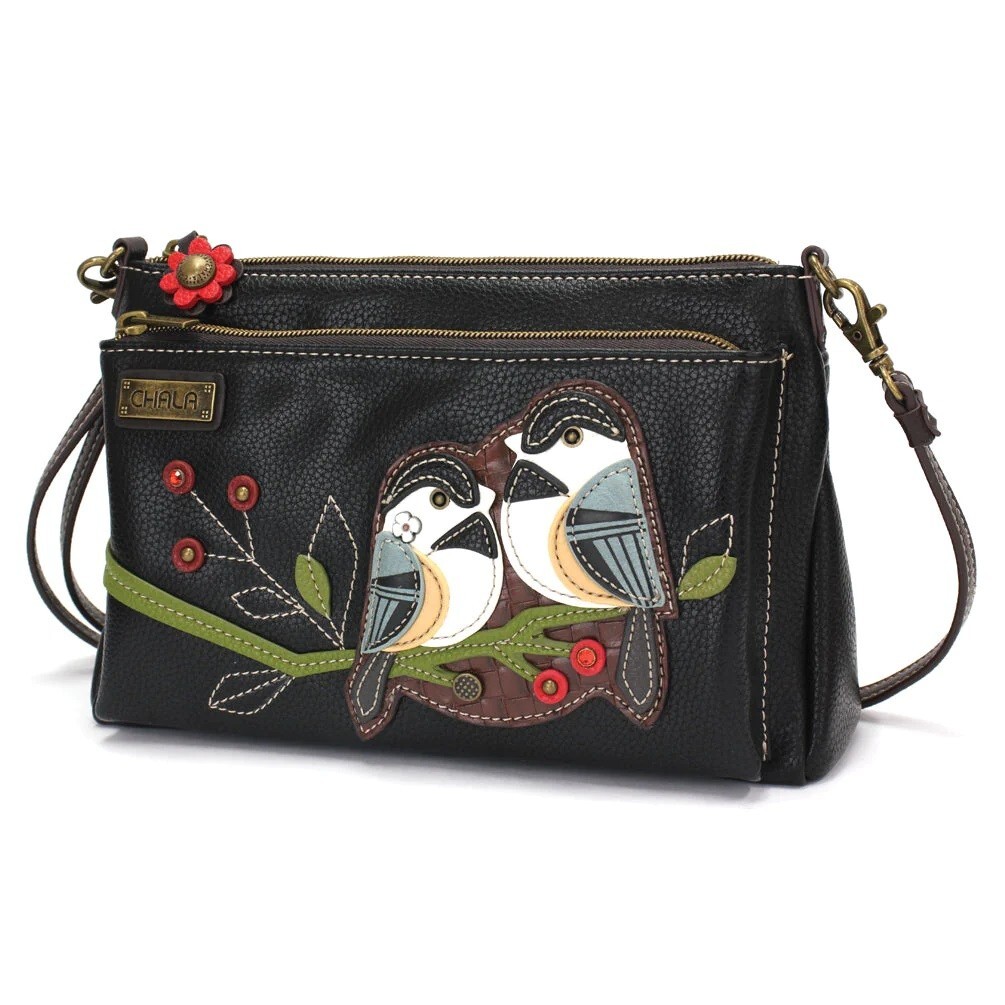 Chala Chickadee Deluxe Crossbody RFID Protected Vegan Leather Bag (Black) NWT