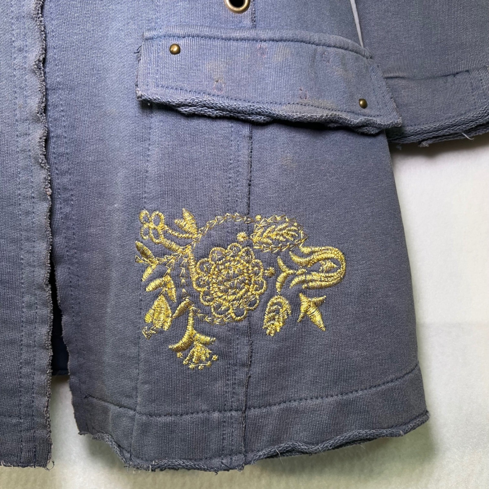 RARE Vintage Diesel Women’s Grey Embroidered Longline Military-style Jacket XS