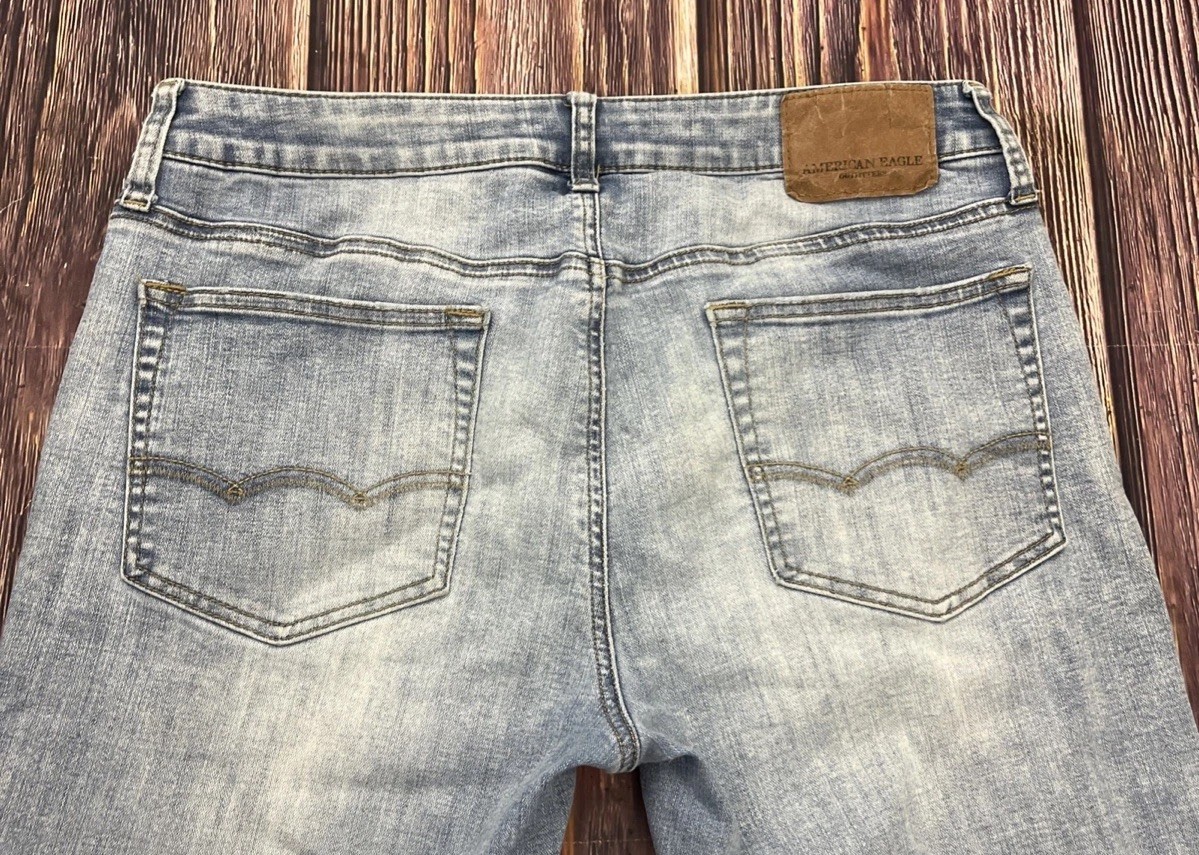 American Eagle Skinny Jeans Light Wash Extreme Flex Mens 34×32 (Actual 34×30)