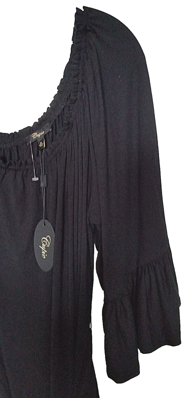 Cupio 95% viscose, 5% spandex solid black jersey off-the shoulder dress Size XL