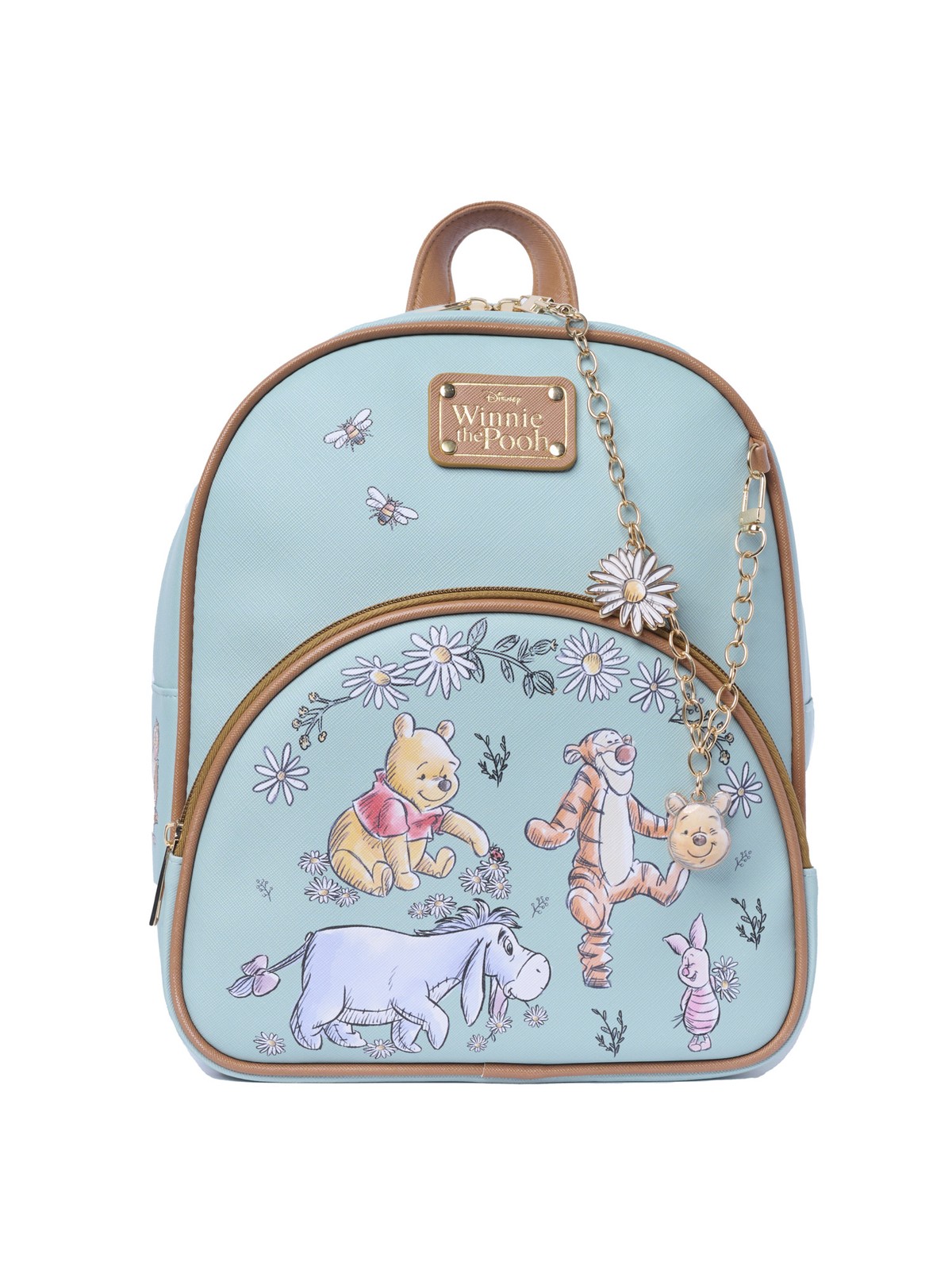 Winnie the Pooh Mini Backpack Sketch Floral Disney Bag with Detachable Charm