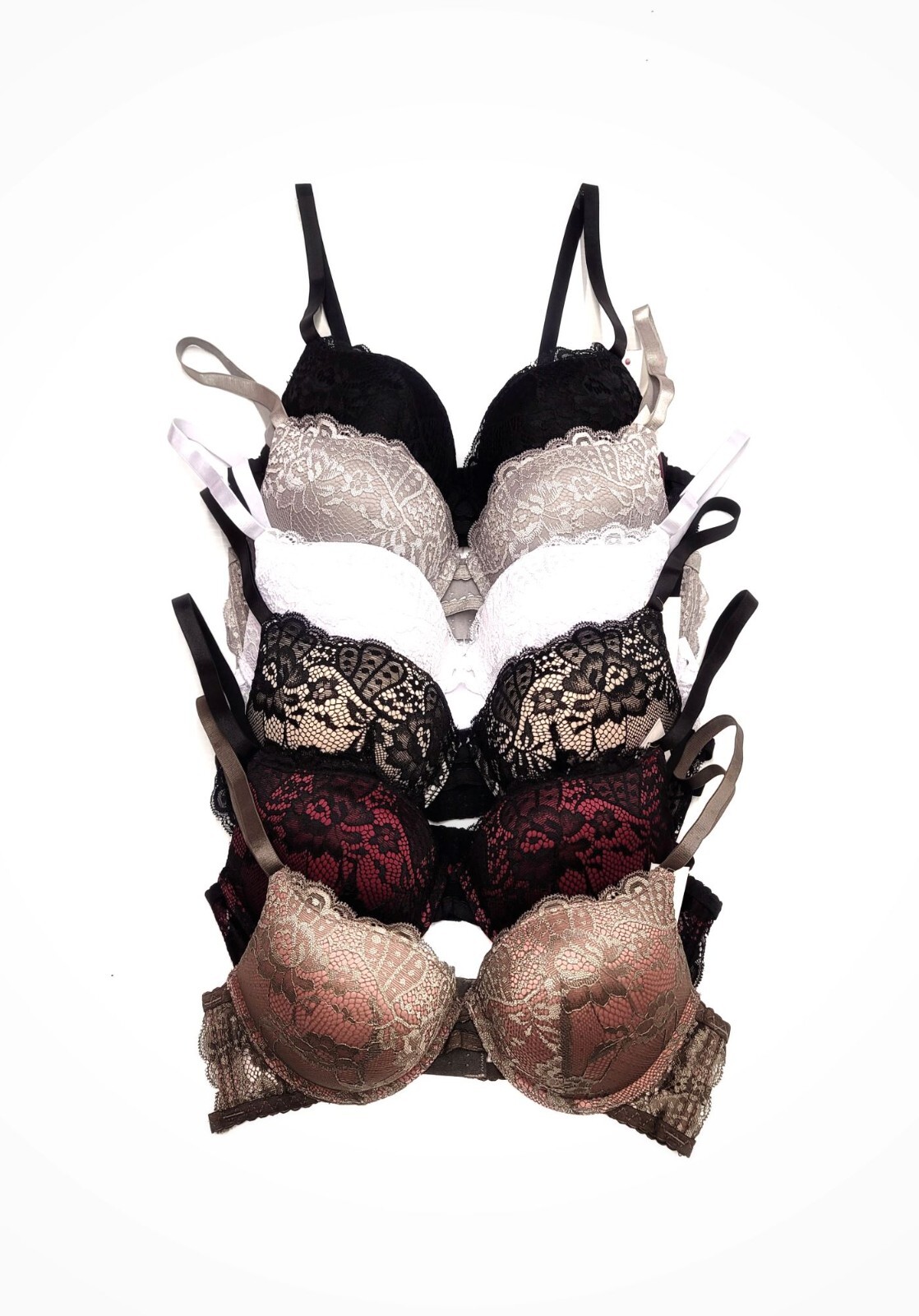 Maximum Cleavage Add 2 Cup Sizes Ultimate Padded Support 3Hooks Lace Push Up Bra