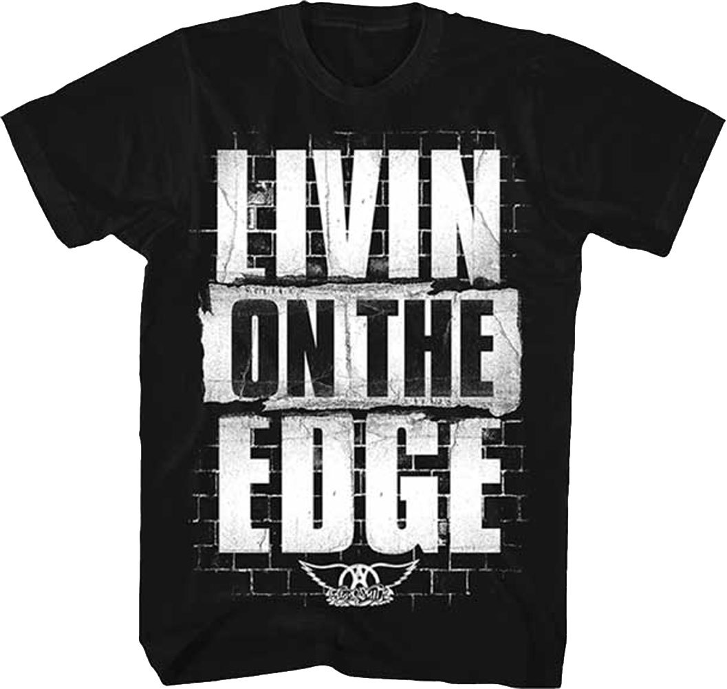 Official Aerosmith Livin On The Edge Adult T-Shirt -Steven Tyler Rock Music Tee