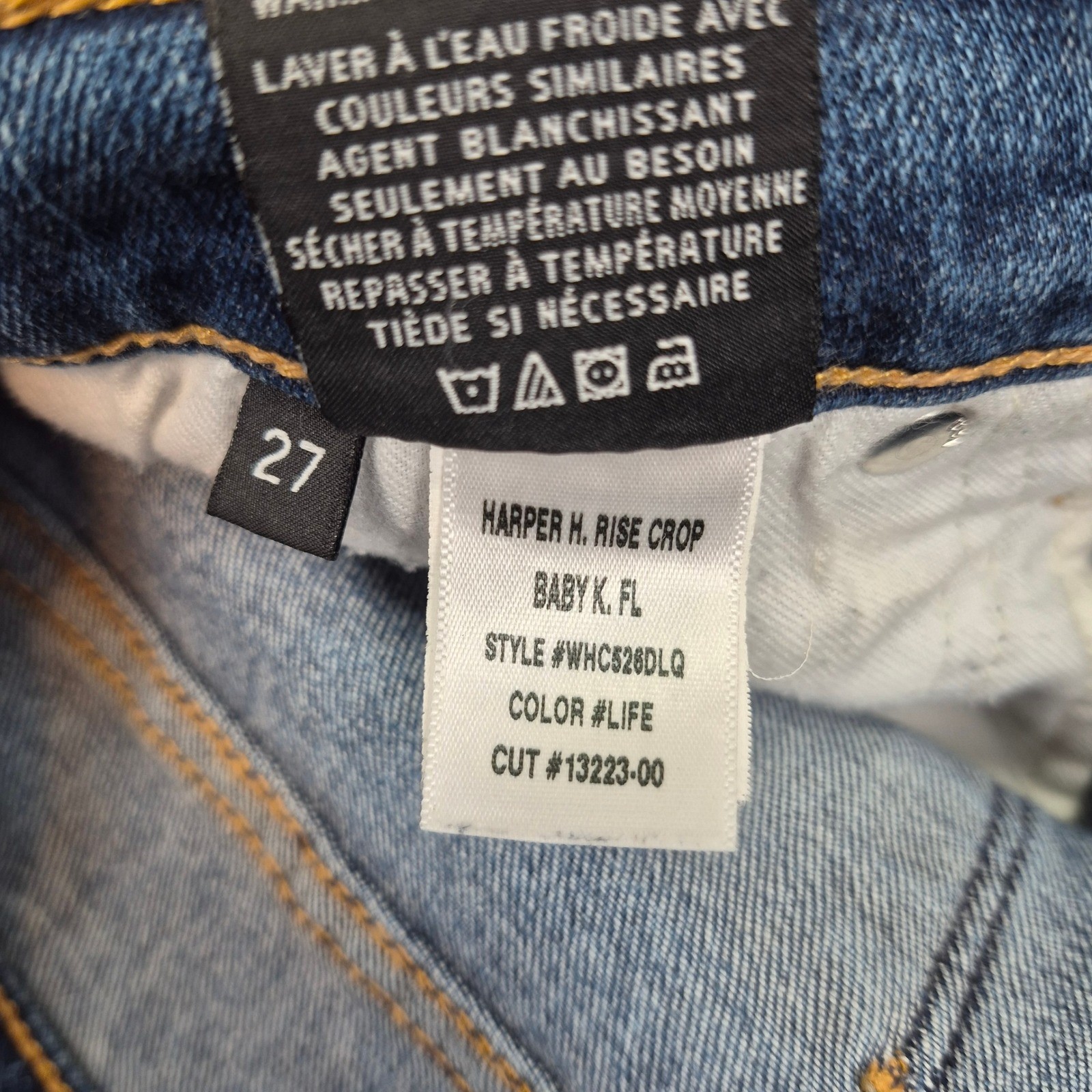 Hudson 28 Harper High Rise Crop Bootcut Jeans Medium Wash Distressed Denim