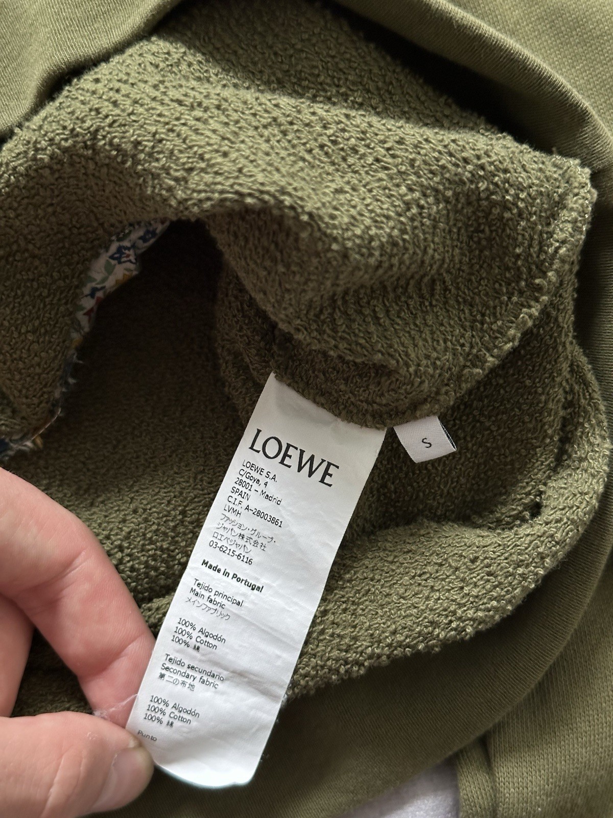 Loewe Slim Fit Anagram Flowers Logo Embroidered Cotton Sweatshirt Green Size S
