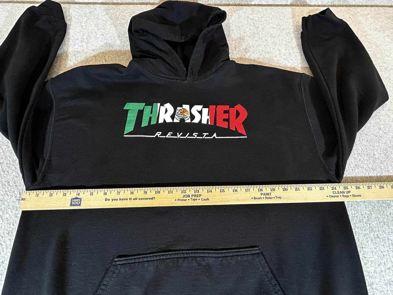 Thrasher Hoodie Mens XL Black Pullover Fleece Sweatshirt Mexico Revista Skater