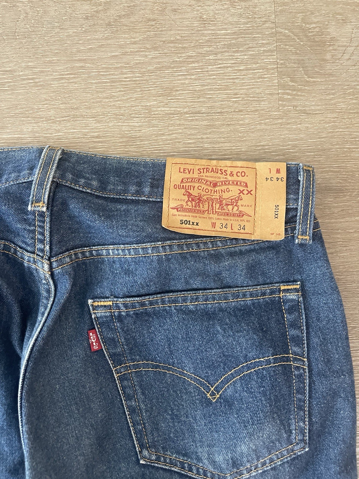 Vintage Levi’s 501XX Dark Blue Denim Jeans Mens Sz 34×34 (34×30) Made In USA