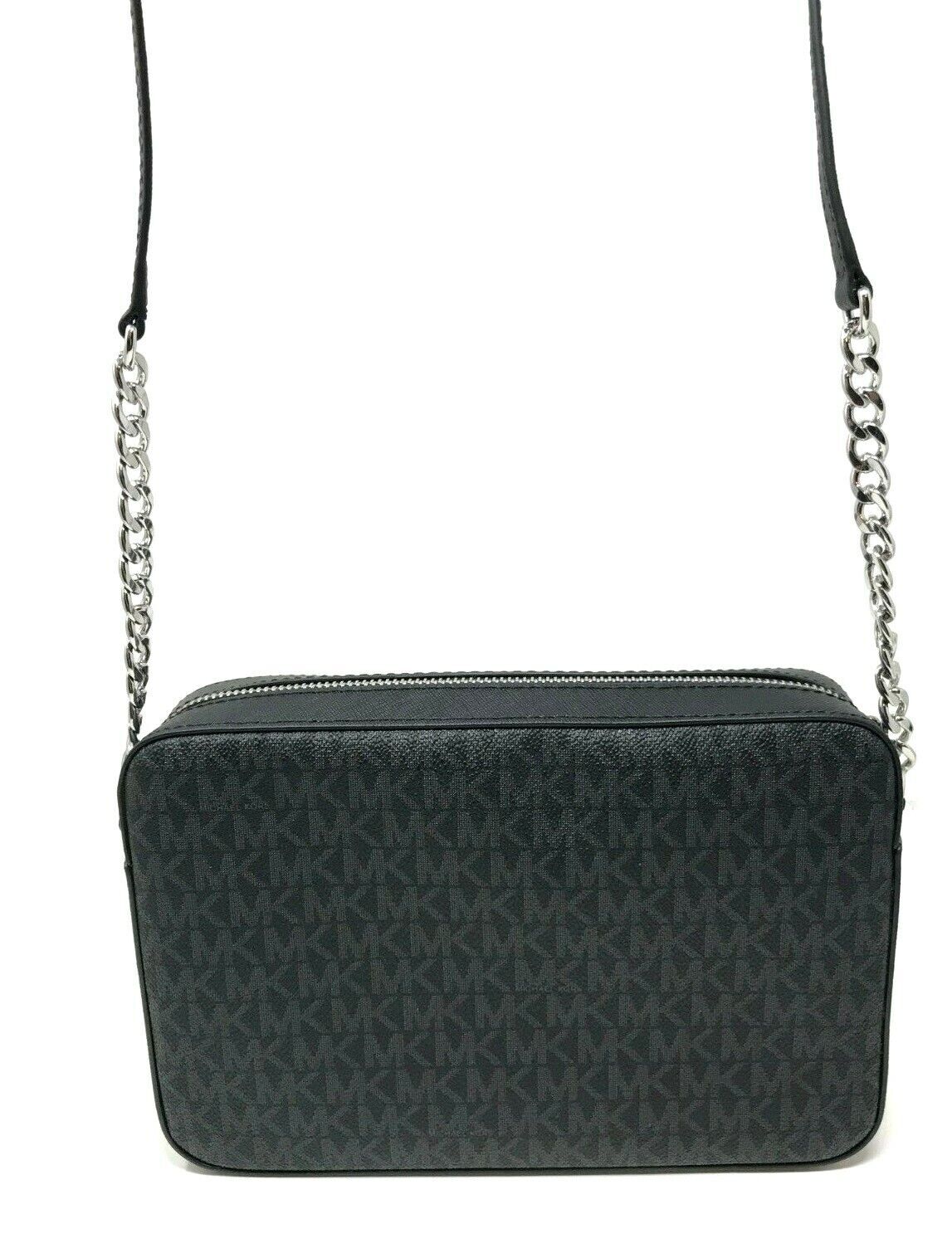 Michael Kors Jet Set Item Large East West Black Signature Crossbody Chain Bag