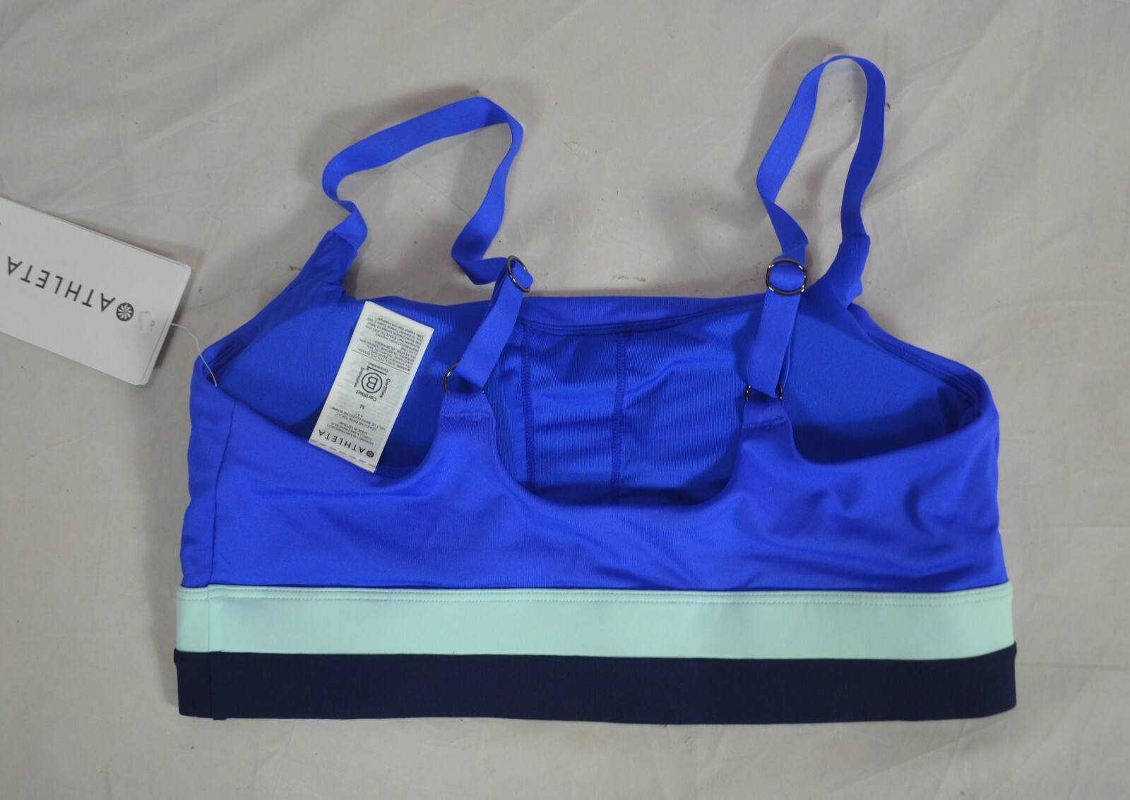 NWT $59 Athleta Size M A-C Cerulean Blue Coastline Bikini Swimsuit Top #988607