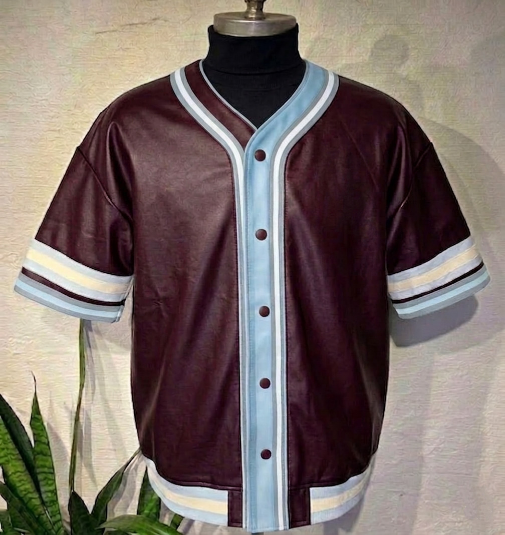 Leather Jersey Baseball Shirt To Matching Burgundy 5s Sneaker Maroon Retro Style
