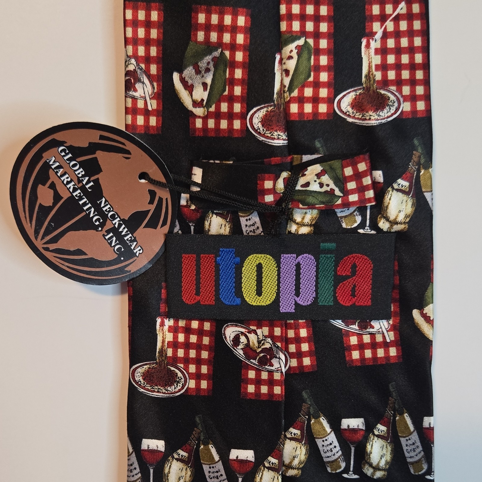 Utopia Men’s Black Food & Drink Novelty Tie Polyester Classic 57-60 in