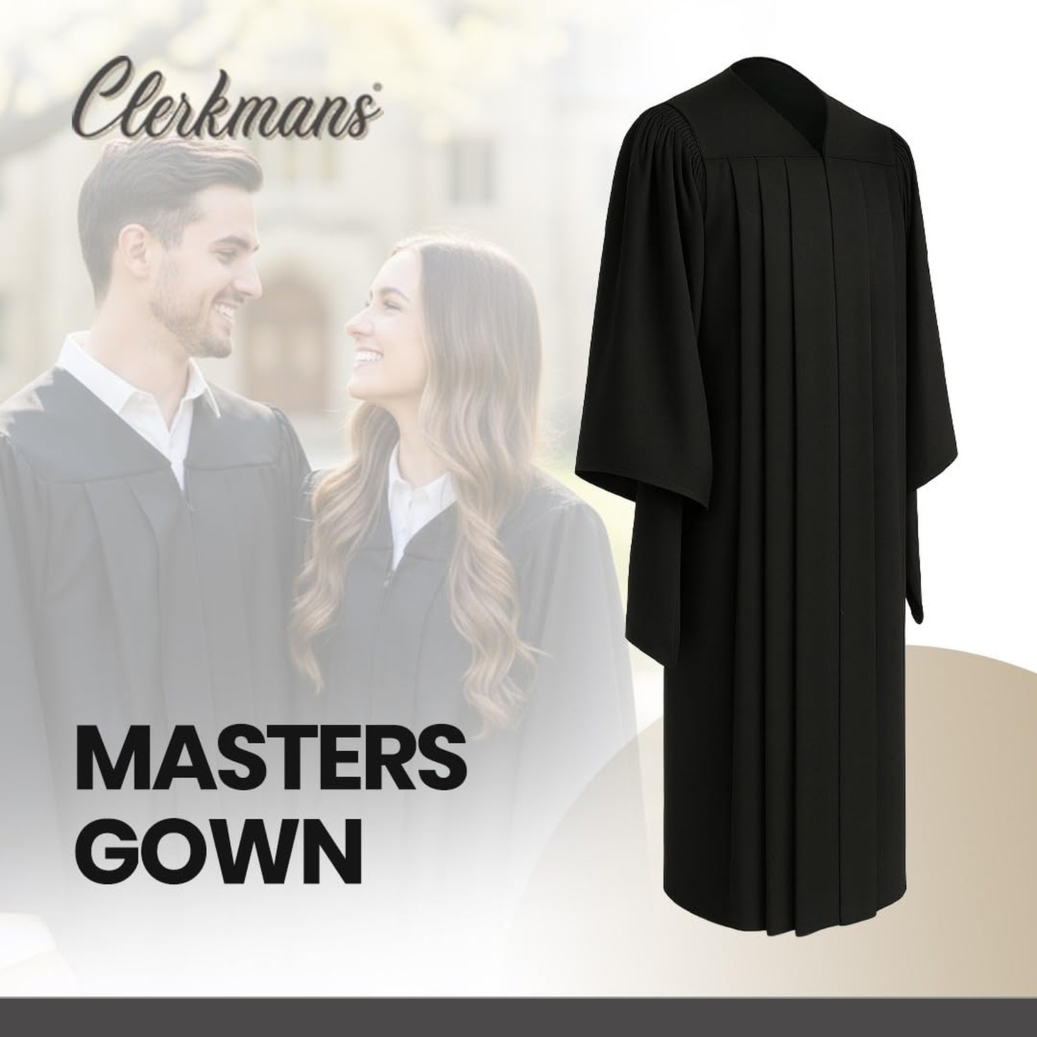 CLERKMANS Unisex Classic Masters Graduation Gown 60 (6’3″-6’5″)