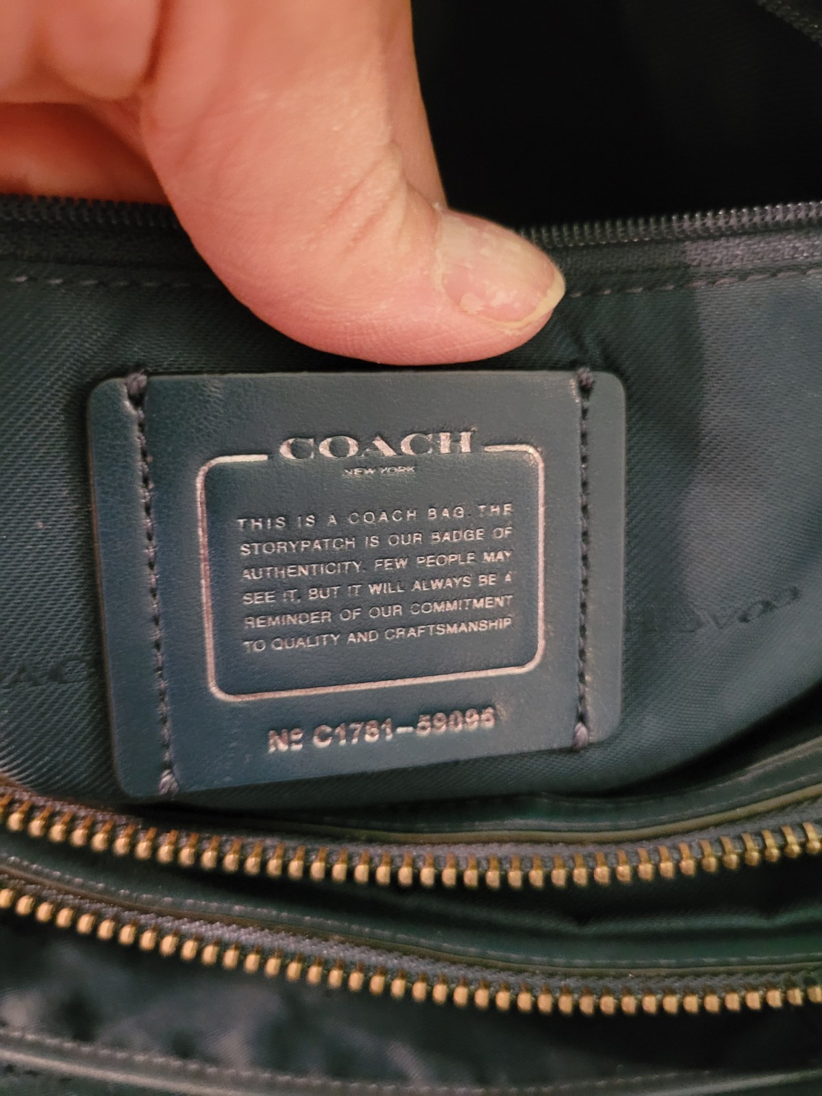 Coach Blue green Pebbled small Satchel Top Handle Zip Turn Lock Floral Charm