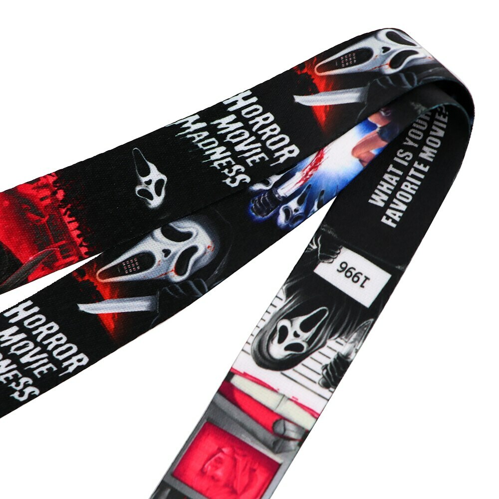 Scream Classic Horror Movie Ghost Face Mask Black Lanyard With ID Badge Holder