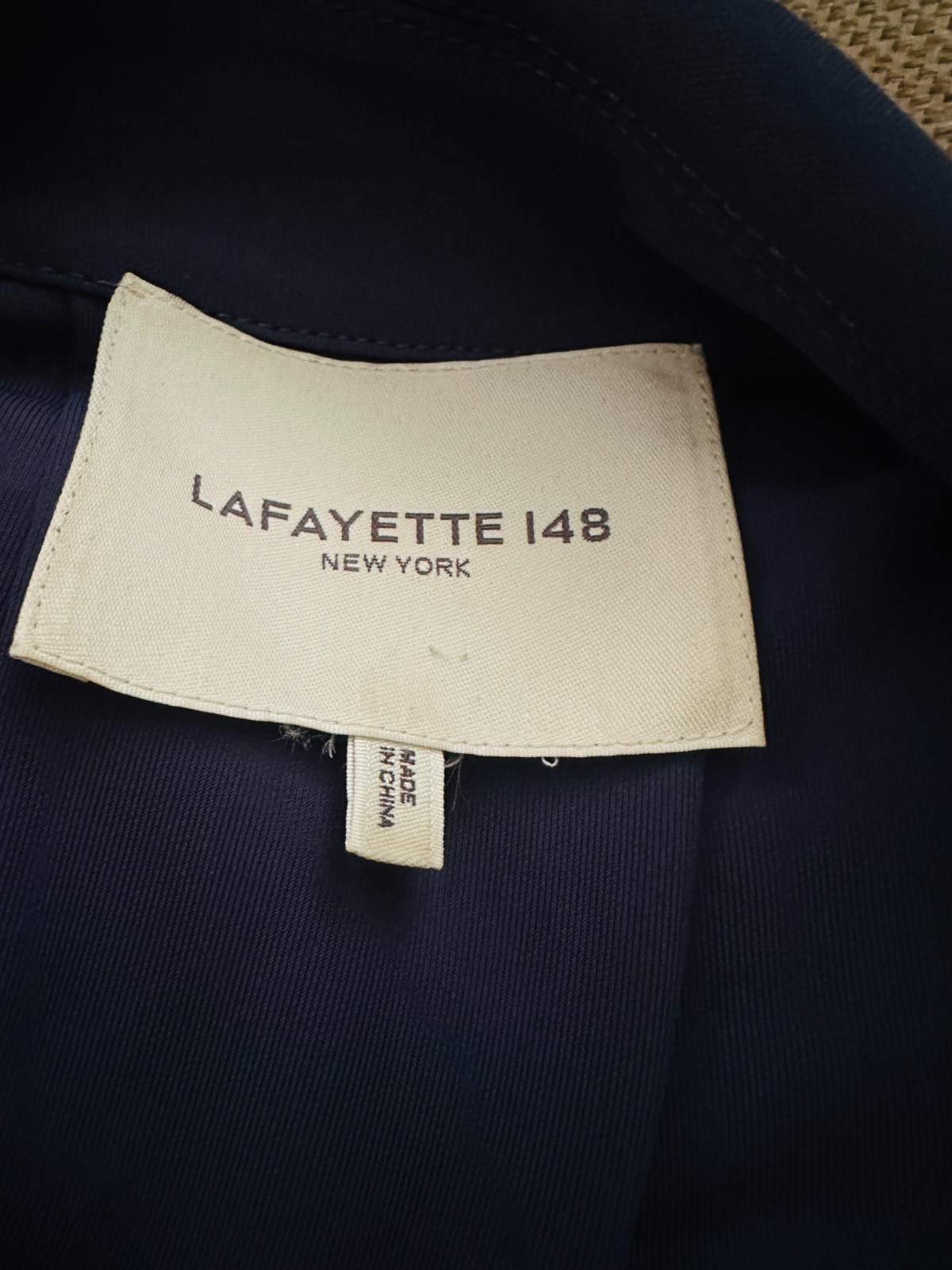 Lafayette 148 NY Navy Casual Button Up Topper Jacket Safari Style, Size Large