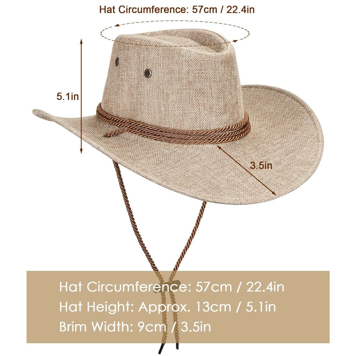 Mens Summer Bucket Cap Cowboy Fedora Hat Wide Brim Linen Straw Mesh Outdoor Hats
