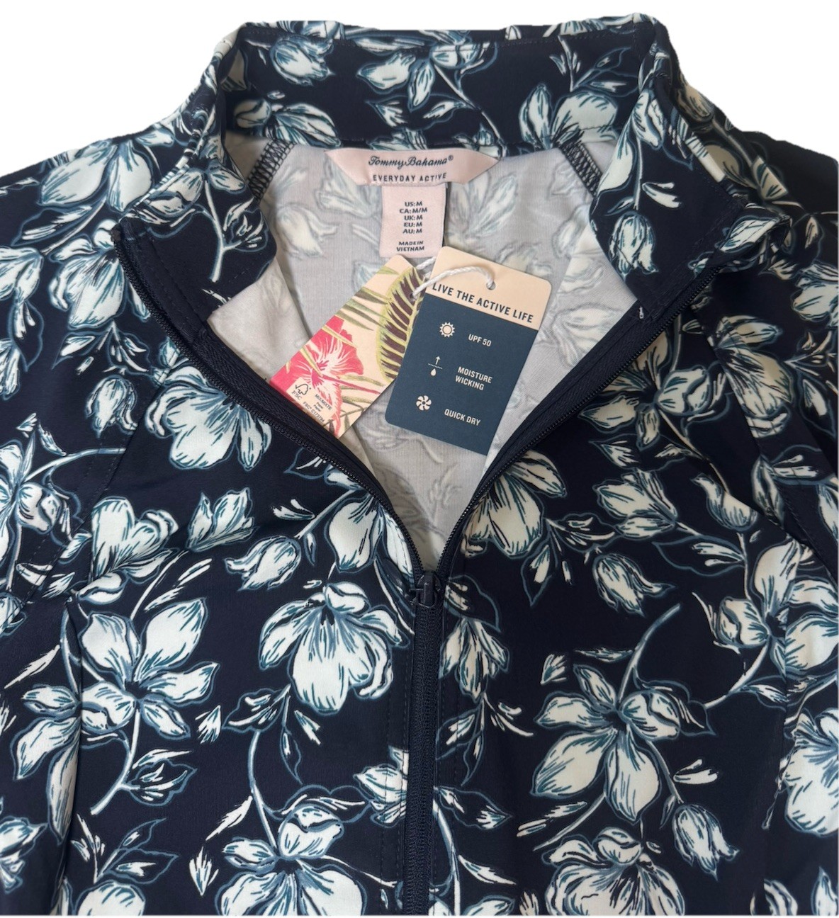 NWT Tommy Bahama Yoga Full Zip Jacket Pullover S M L XL Navy Pockets UPF F9