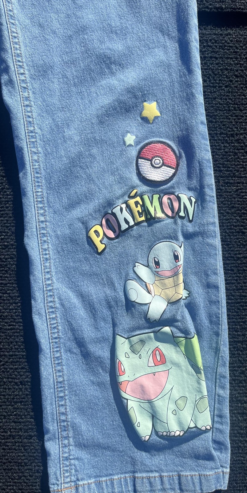 Pokemon Jeans Youth 14 Blue Denim Graphic Pikachu Charmander Squirtle Bulbasaur