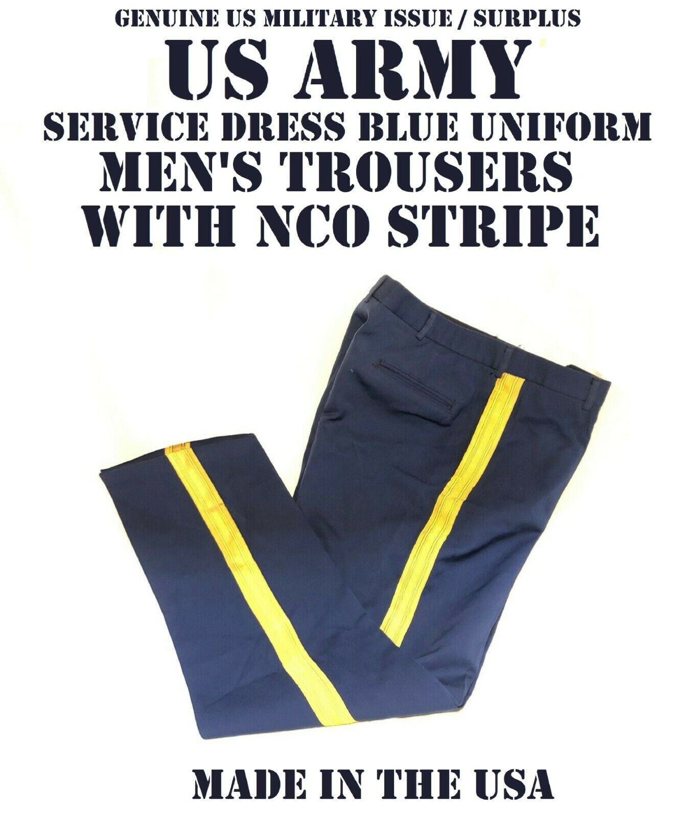 ASU MEN’S NCO US ARMY SERVICE DRESS BLUE MILITARY UNIFORM PANTS TROUSERS Many